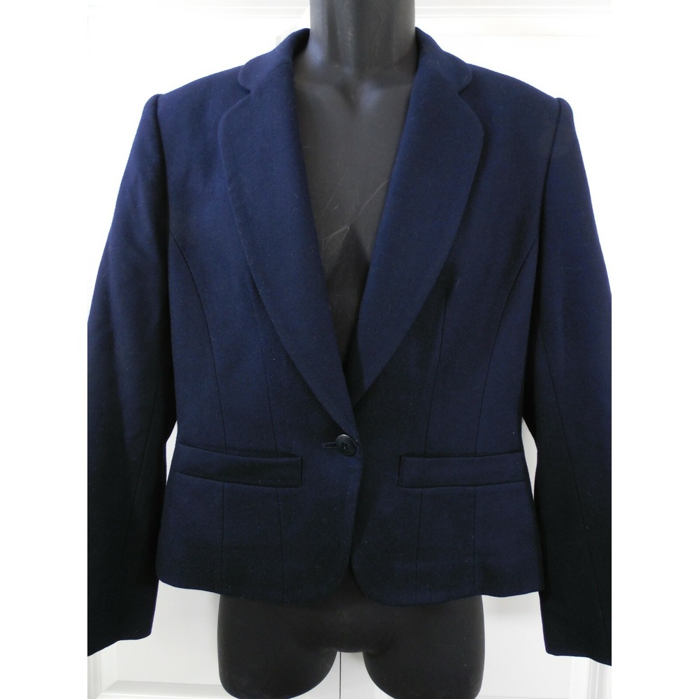 Pendleton Wool Blazer Navy Blue Single Button Jacket Made in USA Size 6 T443-162
